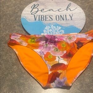 Aerie Floral Bikini Bottoms - Orange and Purple